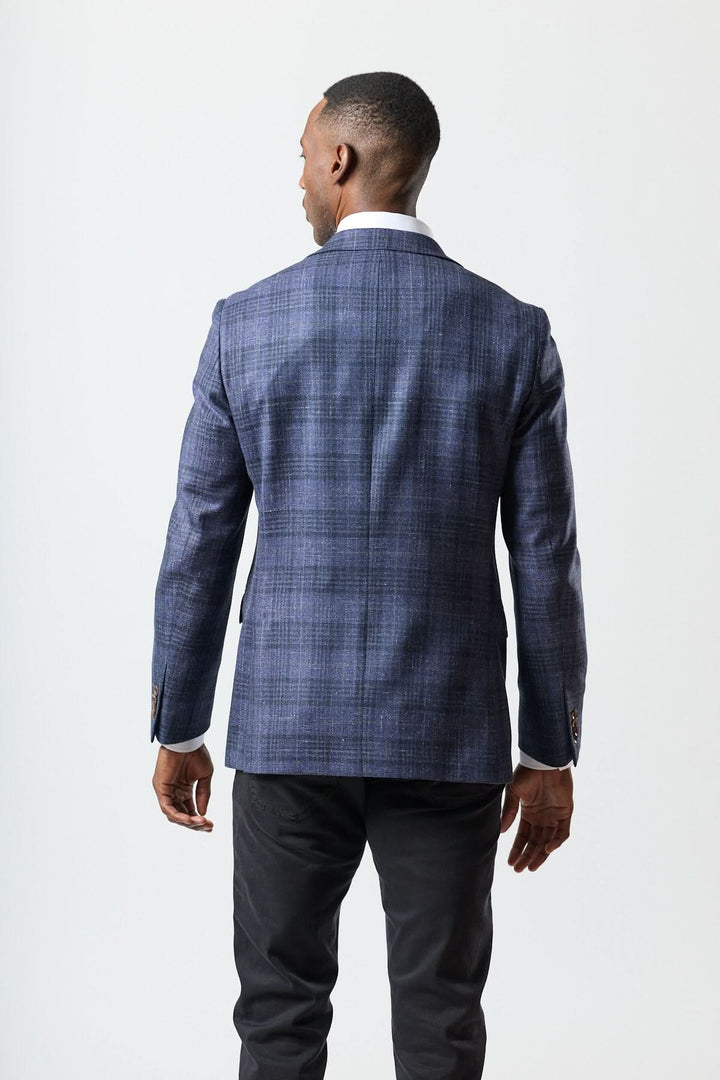 Textured two-button plaid jacket