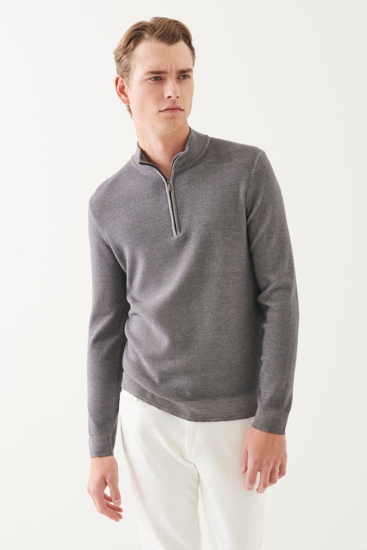 Extra Fine Merino Textured Half Zip