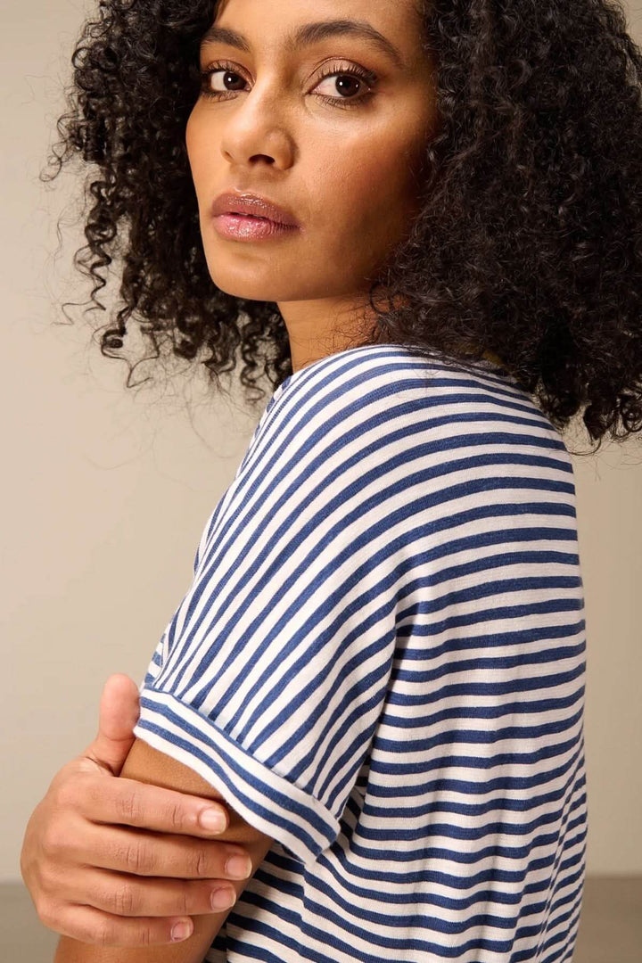 T-shirt rayé manches courtes style raglan