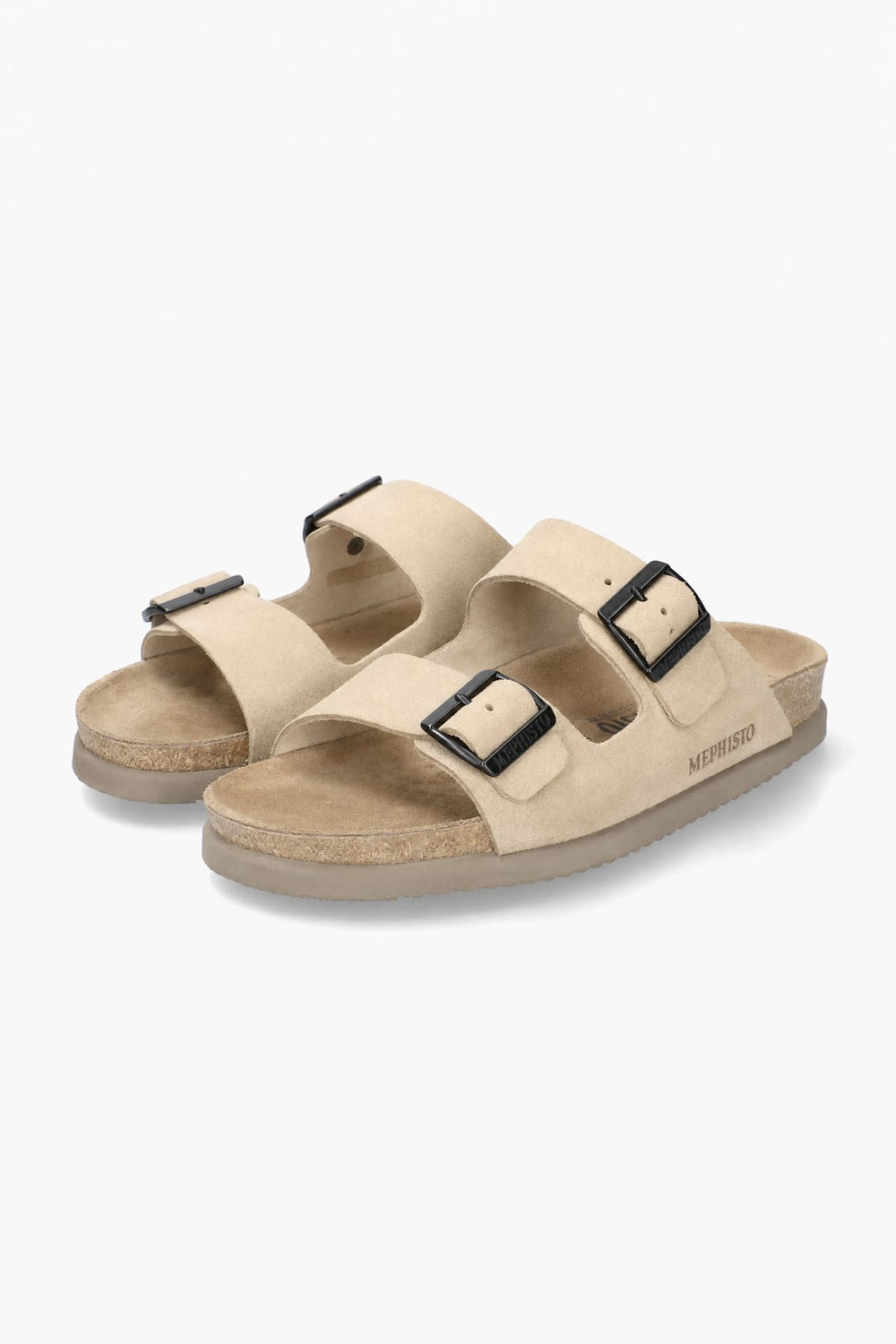 Side view of the MEPHISTO Nerio men's brown sandals with adjustable double straps - Valérie Simon