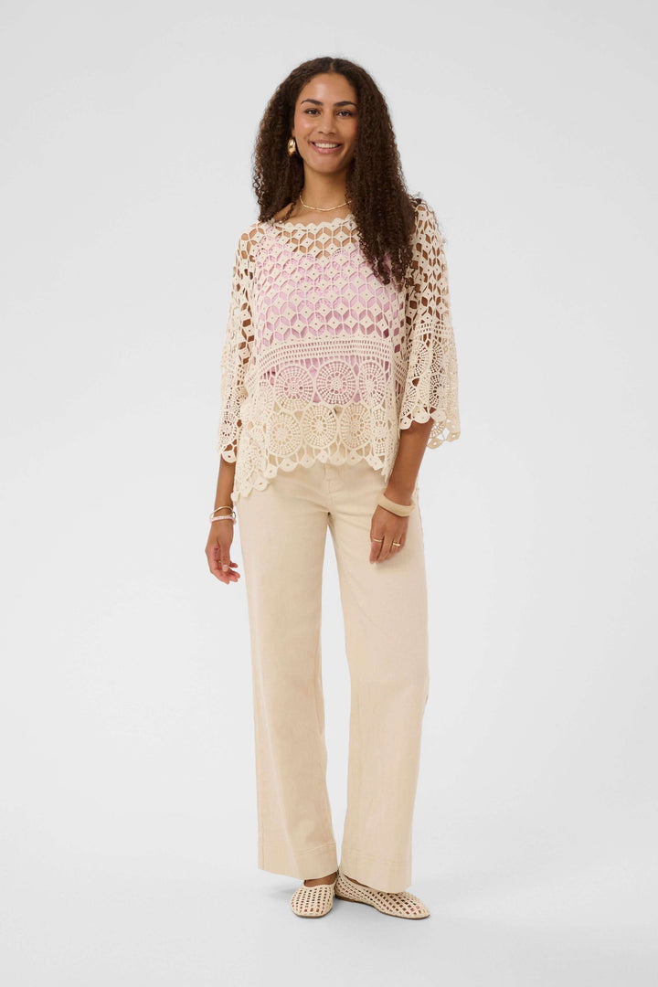 Gina openwork crochet blouse