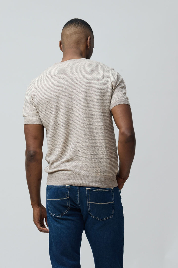 T-shirt texturé en lin et soie