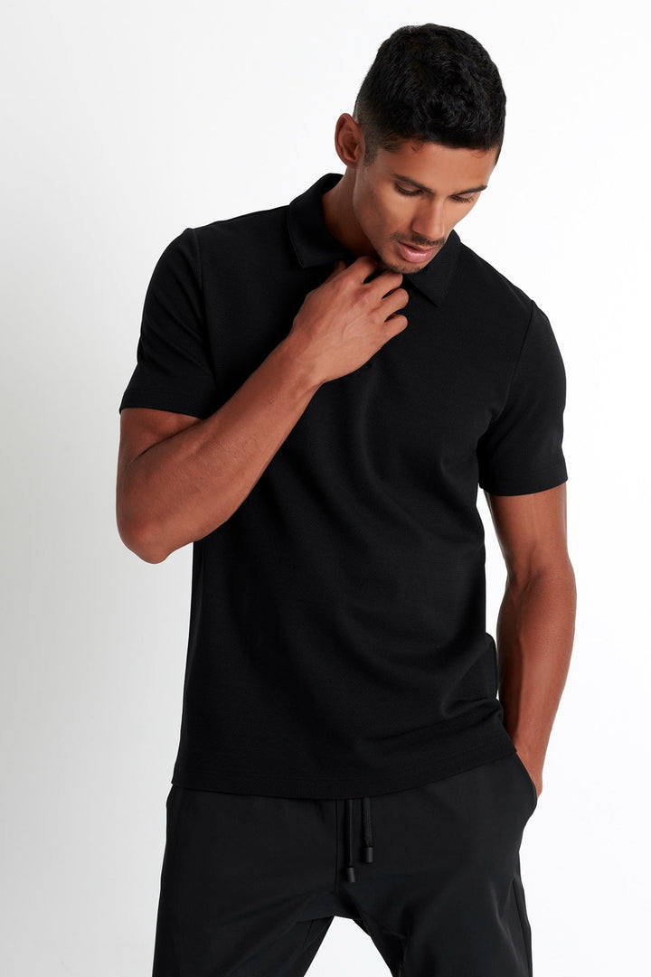 Textured jersey polo shirt