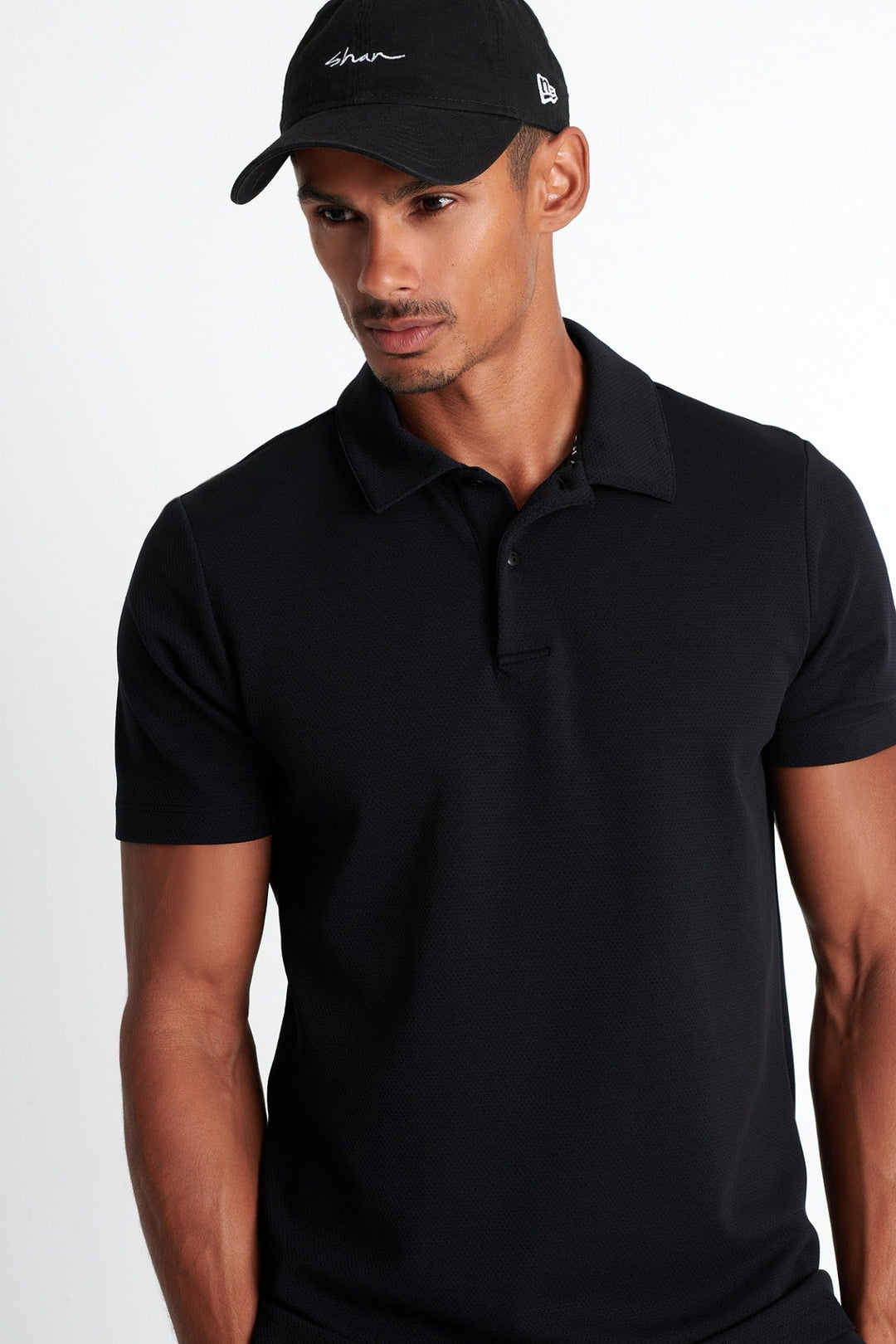 Textured jersey polo shirt