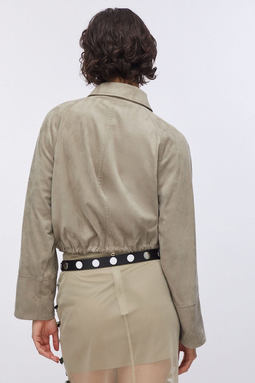 Veste courte zippée à col chemise