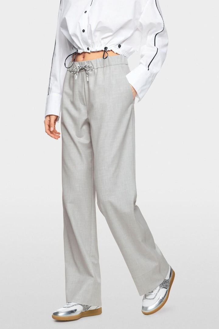 Pantalon large WASHINGTON en tissu extensible, avec taille élastique et cordon, chic et confortable.