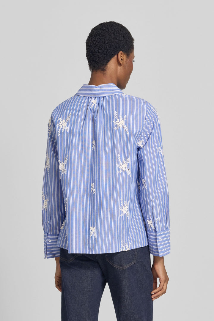 Chemise Vica rayée à broderies florales
