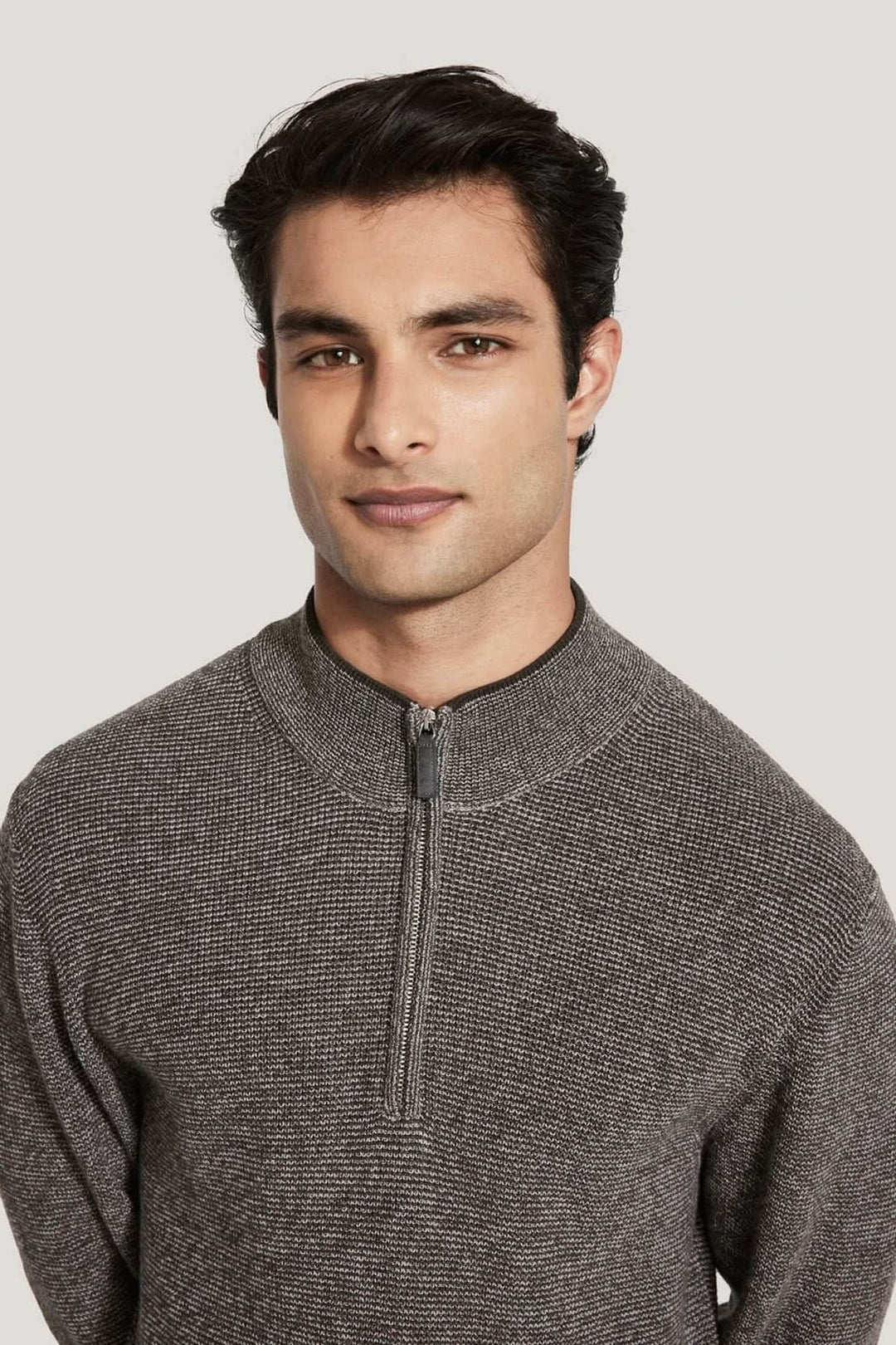 Pull quart de zip en coton texturé