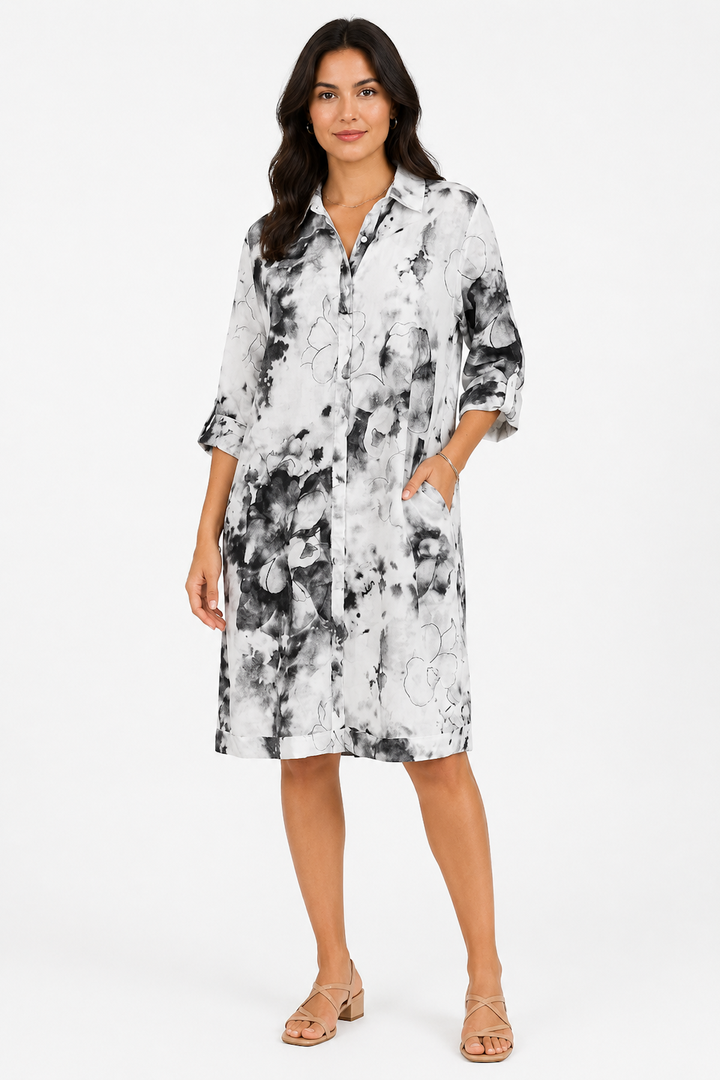 Robe chemisier imprimée artistique