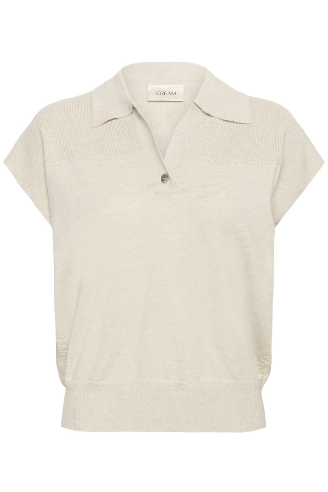 Sleeveless knit top with polo collar