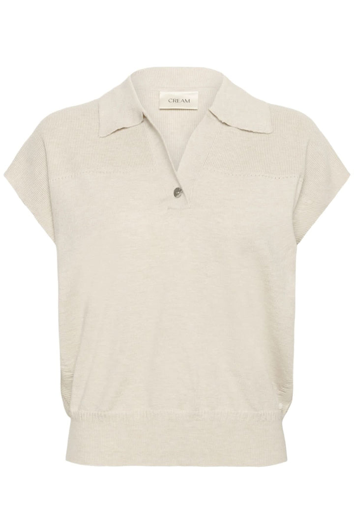 Sleeveless knit top with polo collar