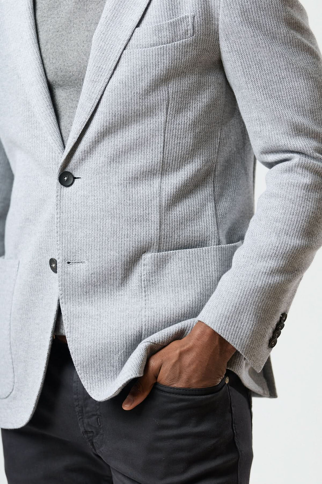 Unstructured two-button jersey jacket