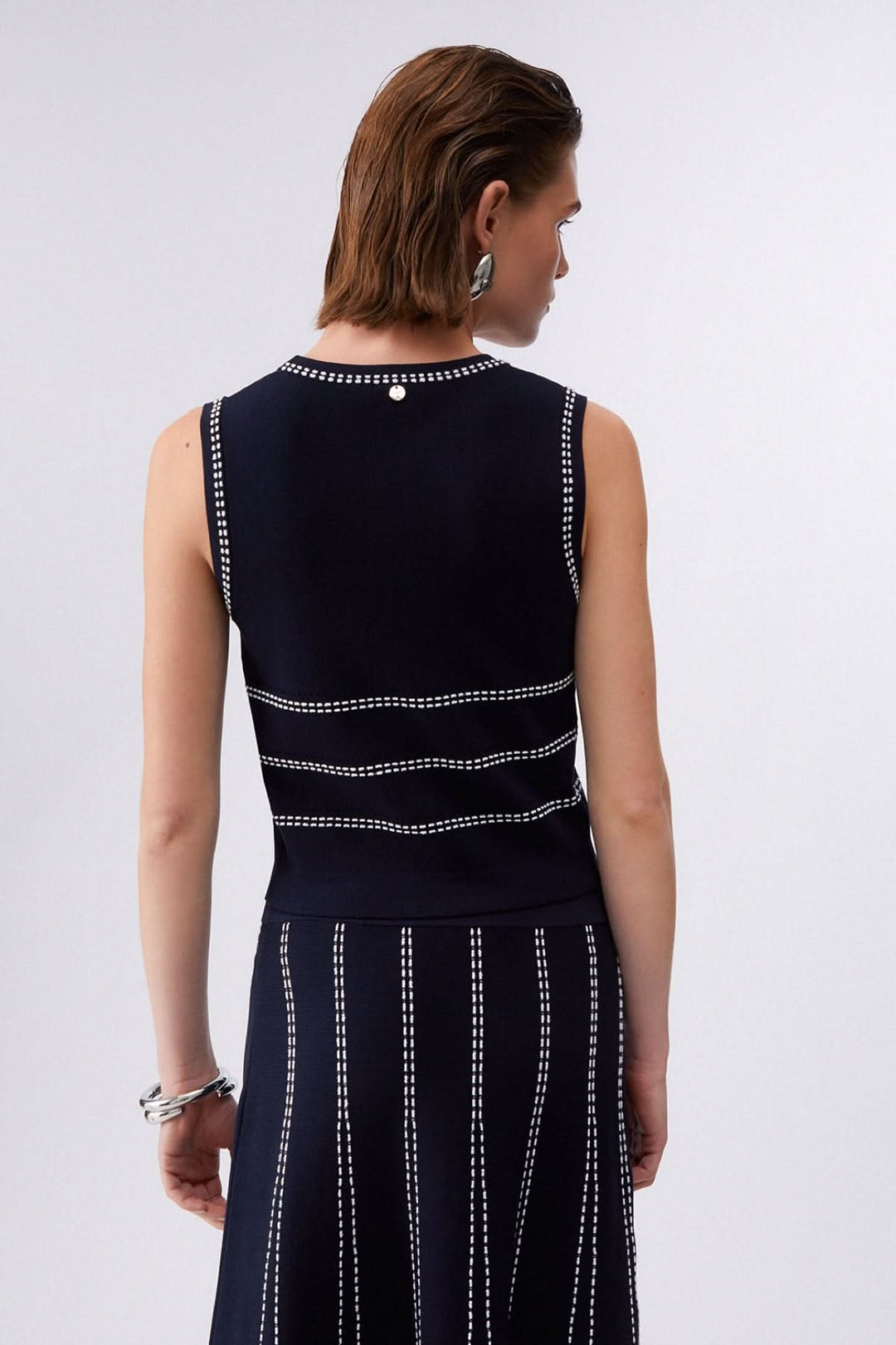 Camisole en maille sans manches à motif rayé