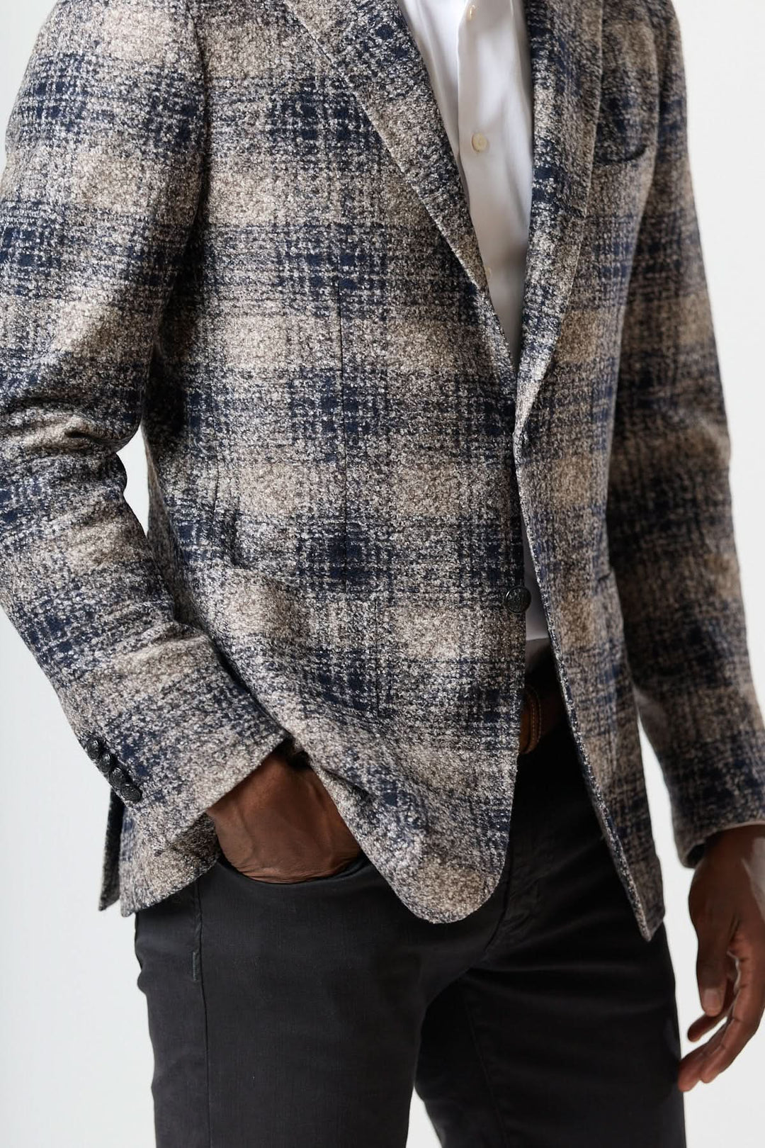 Two-button brushed check jacket