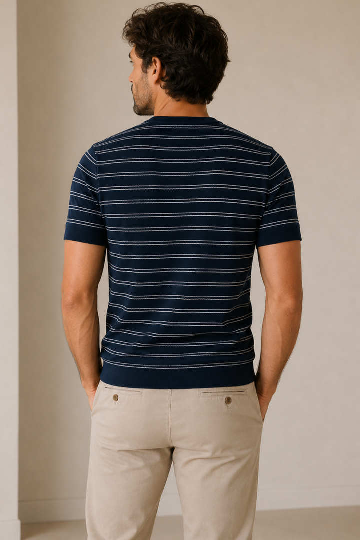 T-shirt tricot rayé à manches courtes