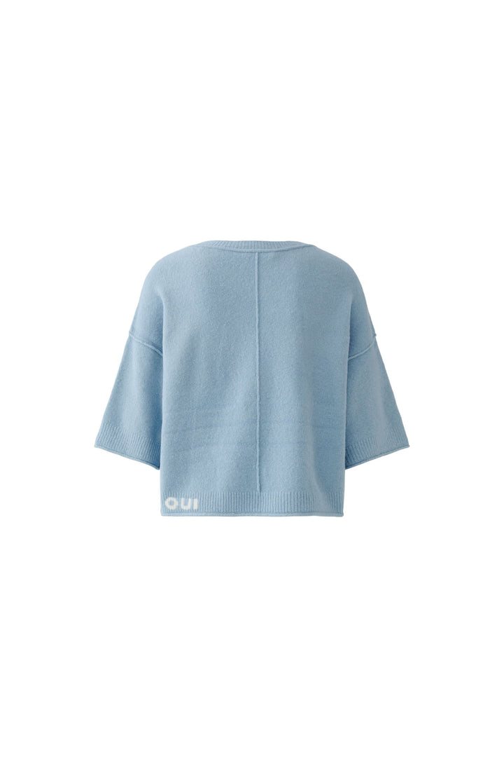 Short-sleeved soft knit sweater with wide sleeves