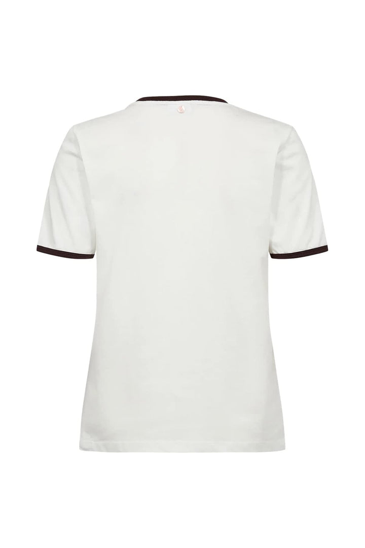 T-shirt blanc à imprimé chiens col rond vue de face pour femme Numph