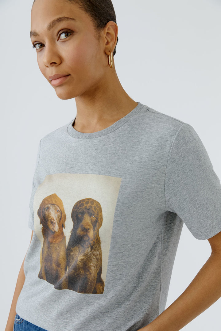 T-shirt à imprimé chiens vue de face pour femme Oui