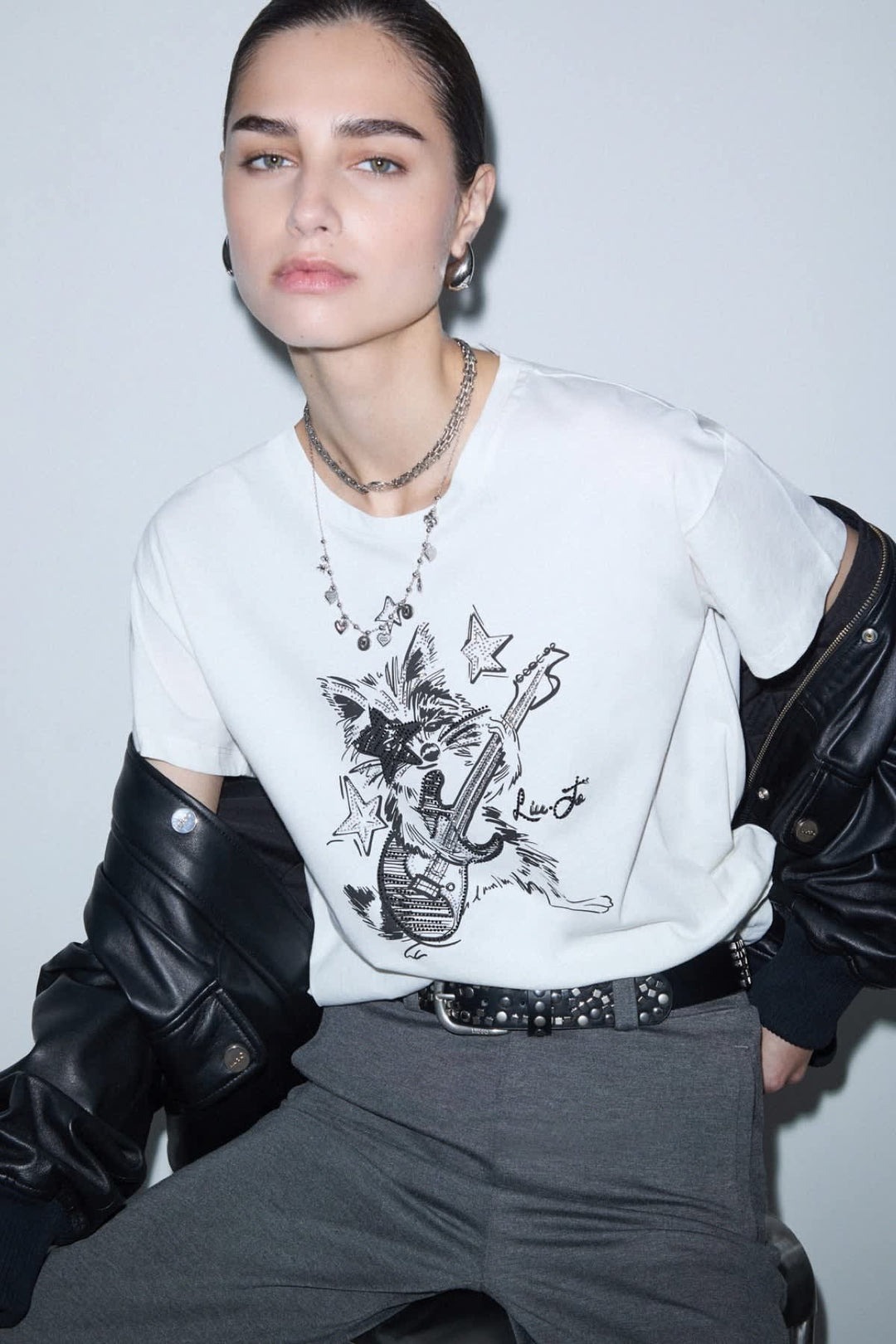 T-shirt à imprimé raton laveur pour femme liujo