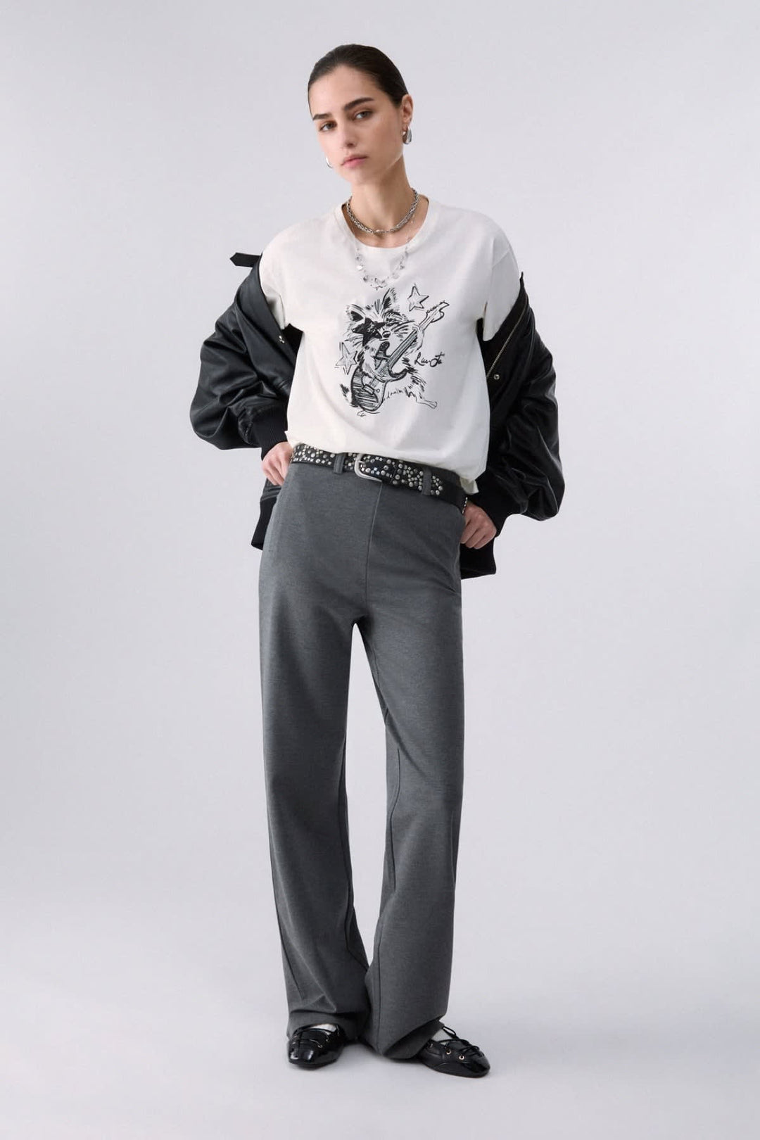 T-shirt à imprimé raton laveur pour femme liujo