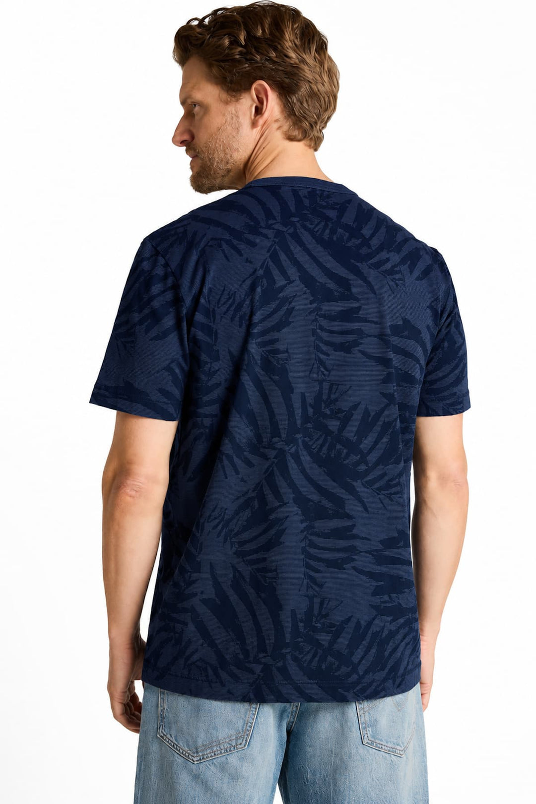 Vue de face T-shirt à imprimé tropical ton sur ton Tom Tailor homme vert - Valérie Simon