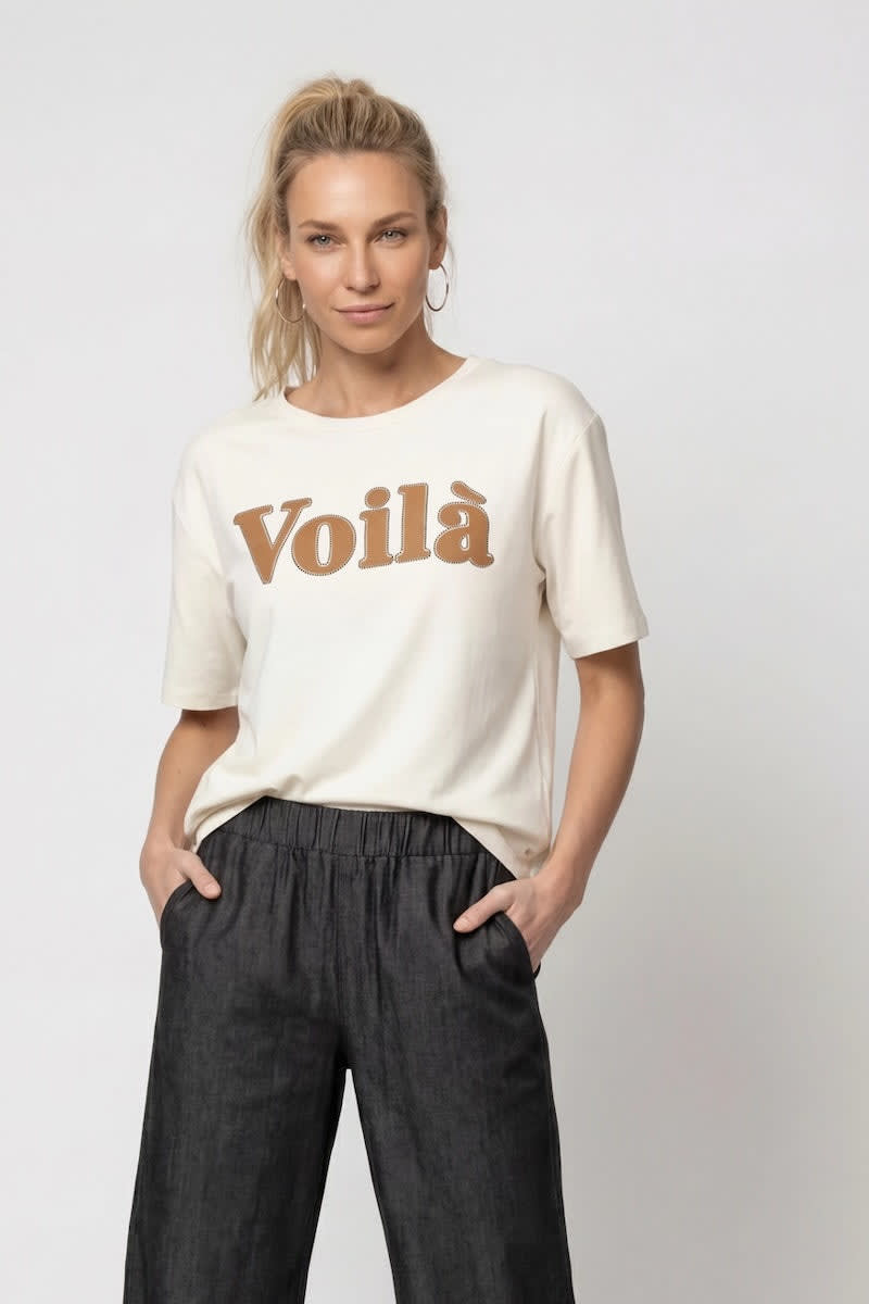T-shirt à inscription graphique pour femme Monari