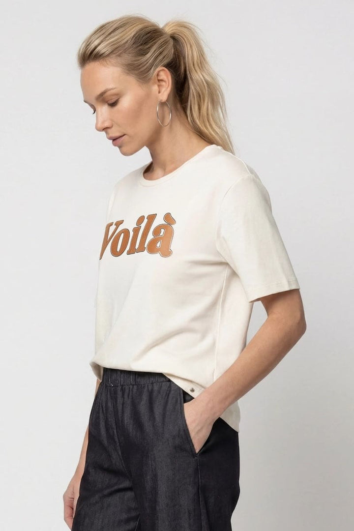 T-shirt à inscription graphique pour femme Monari