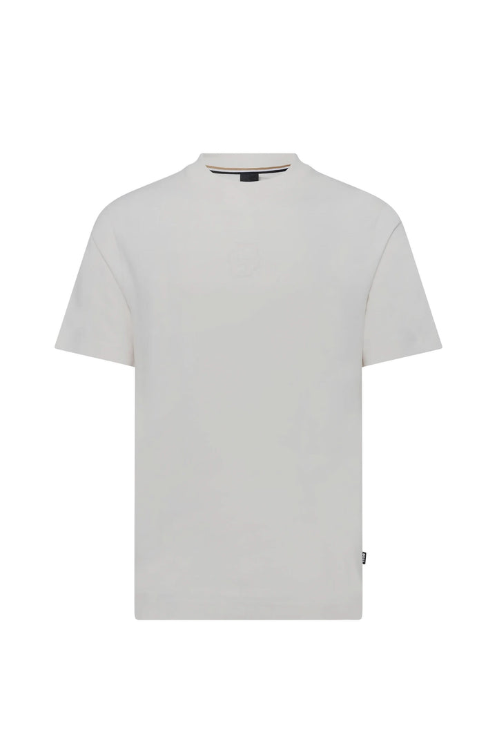 T-shirt noir à logo ton sur ton vue de face pour homme Hugo Boss