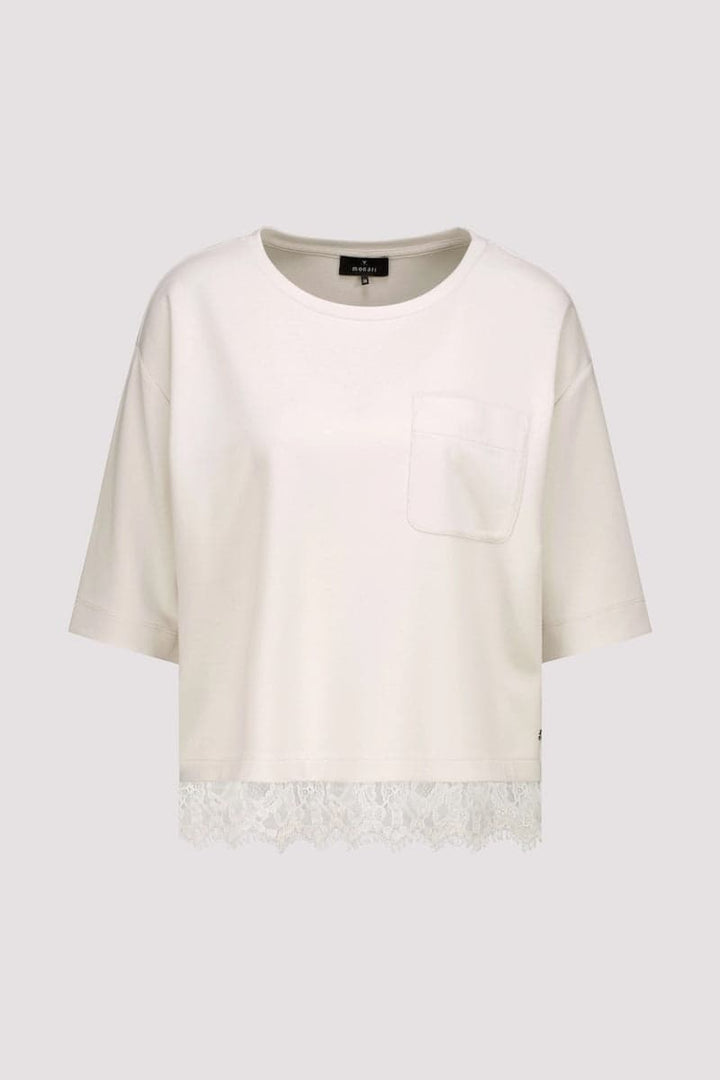 T-shirt ample avec détail en dentelle vue de face pour femme Monari