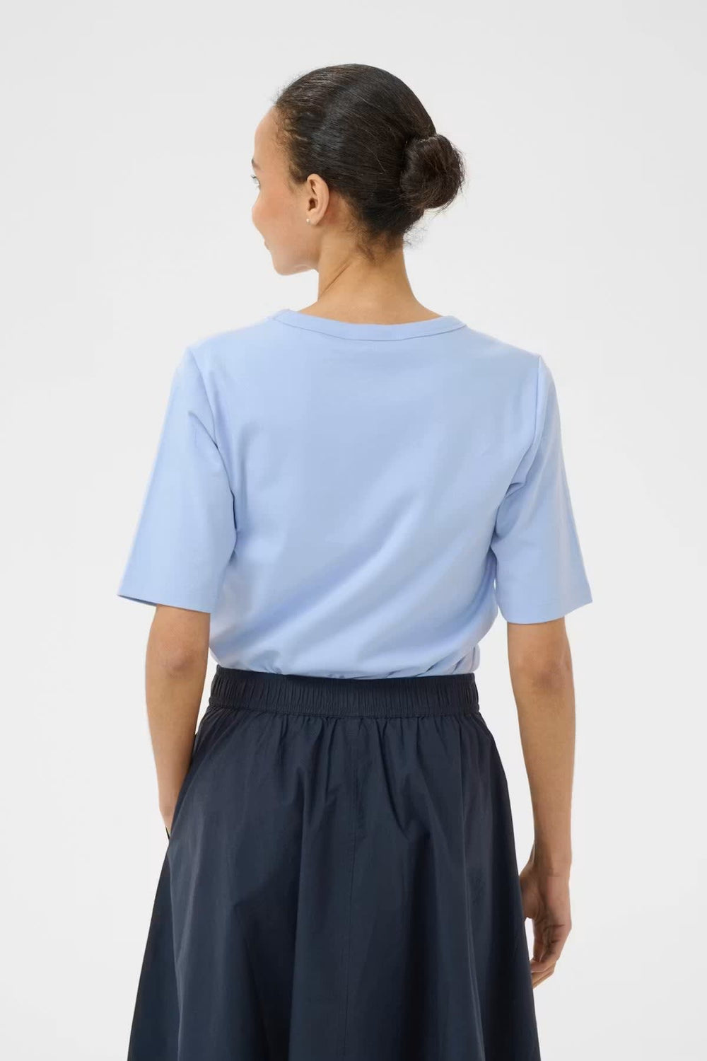 Front view of the round-neck T-shirt Part Two for women, white - Valérie Simon