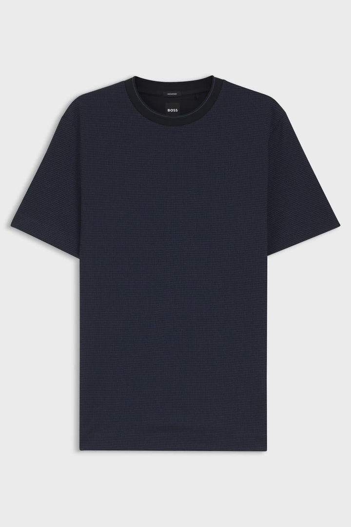 Vue de face T-shirt essentiel Hugo Boss à manches courtes noir pour homme - Valérie Simon
