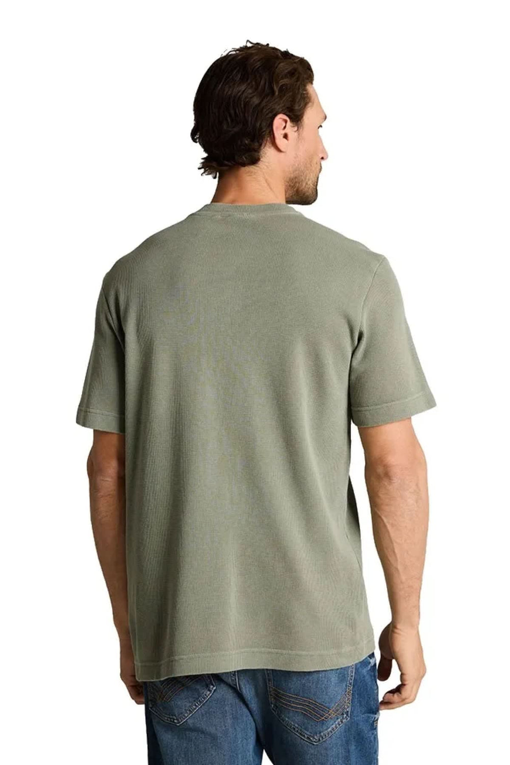Vue de face T-shirt gaufré à col henley Tom Tailor homme gris avec boutons - Valérie Simon