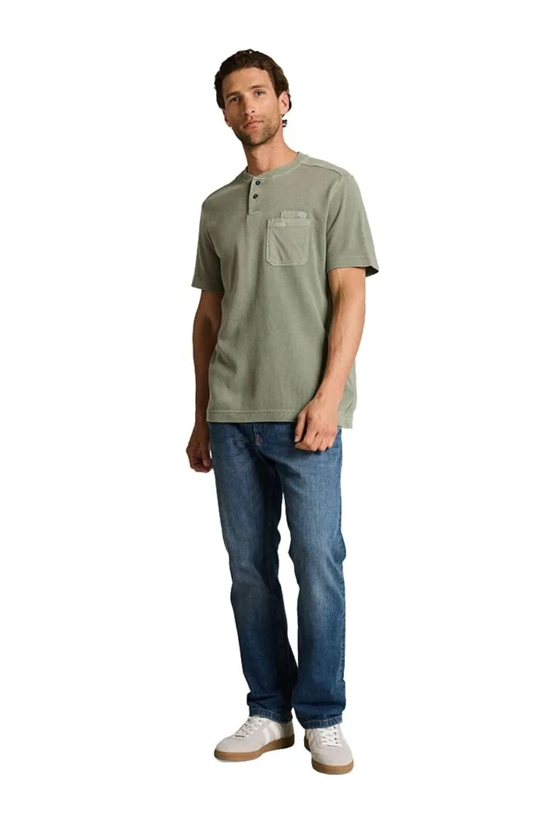 Vue de face T-shirt gaufré Henley Tom Tailor homme blanc - Valérie Simon