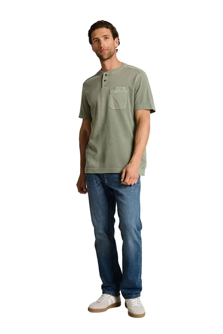 Vue de face T-shirt gaufré Henley Tom Tailor homme blanc - Valérie Simon