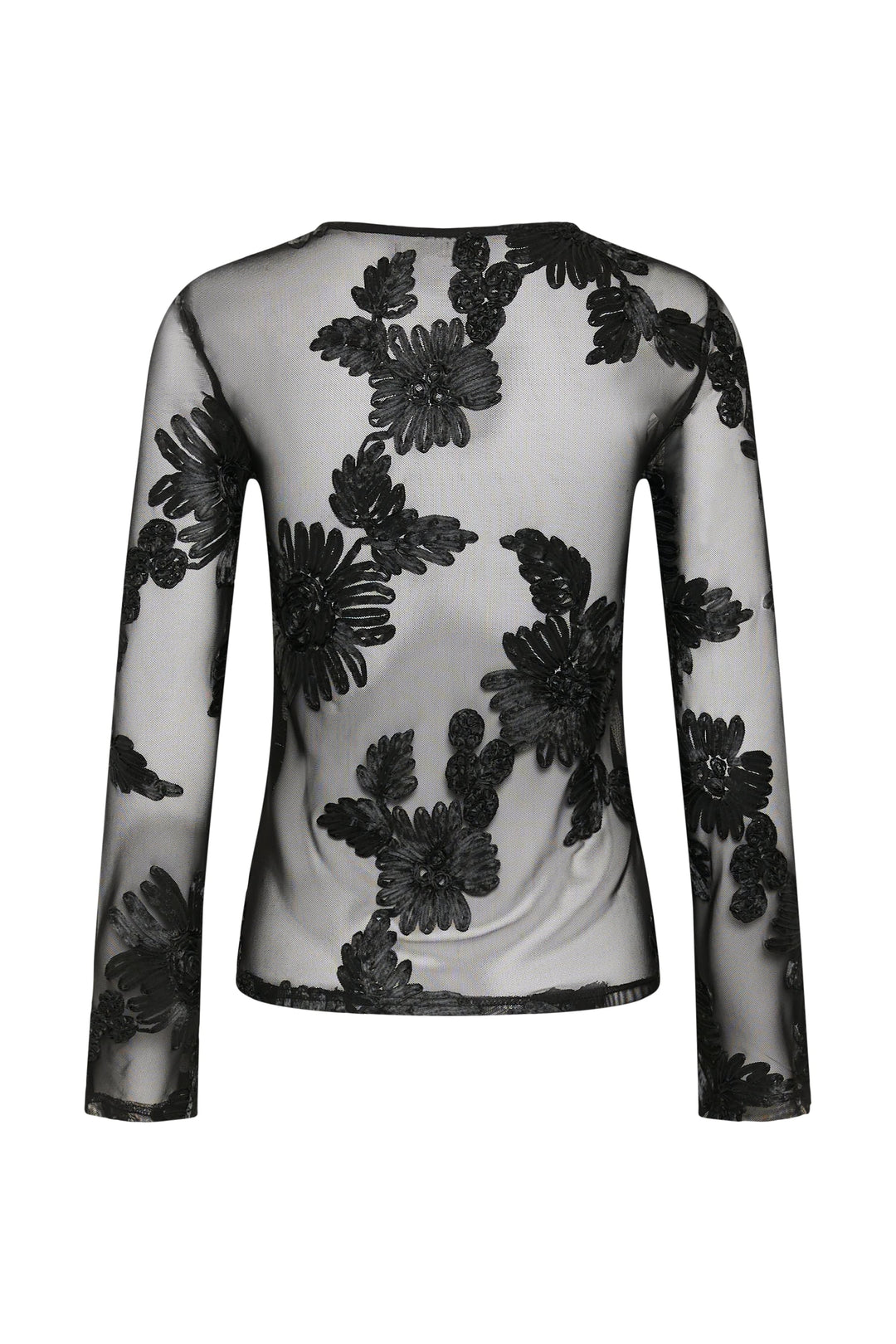 T-shirt Julianne en maille transparente à fleurs vue de face pour femme Kaffe