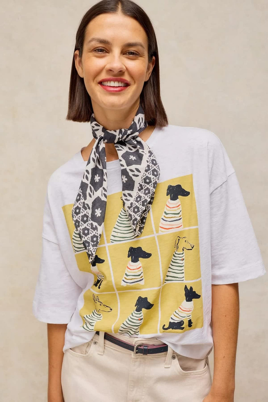 Katya dog-print T-shirt, front view, for women White Stuff