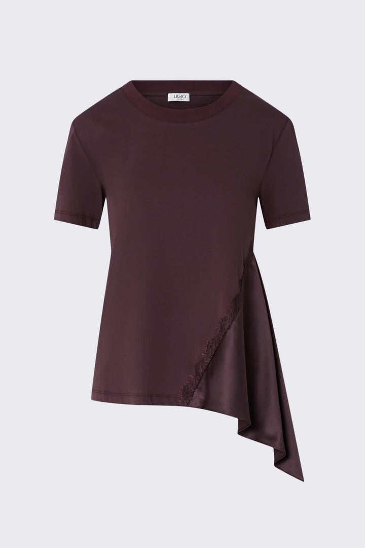 Long t-shirt with satin insert for women liujo