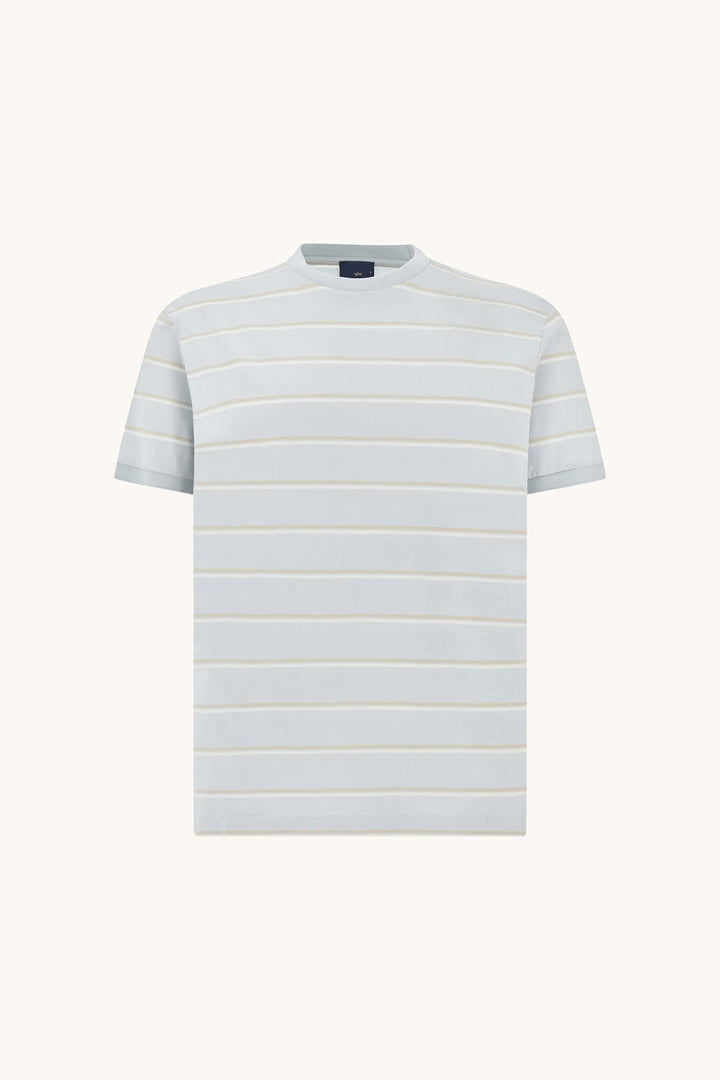Vue de face T-shirt rayé Paul and Shark pour homme bleu, manches courtes - Valérie Simon