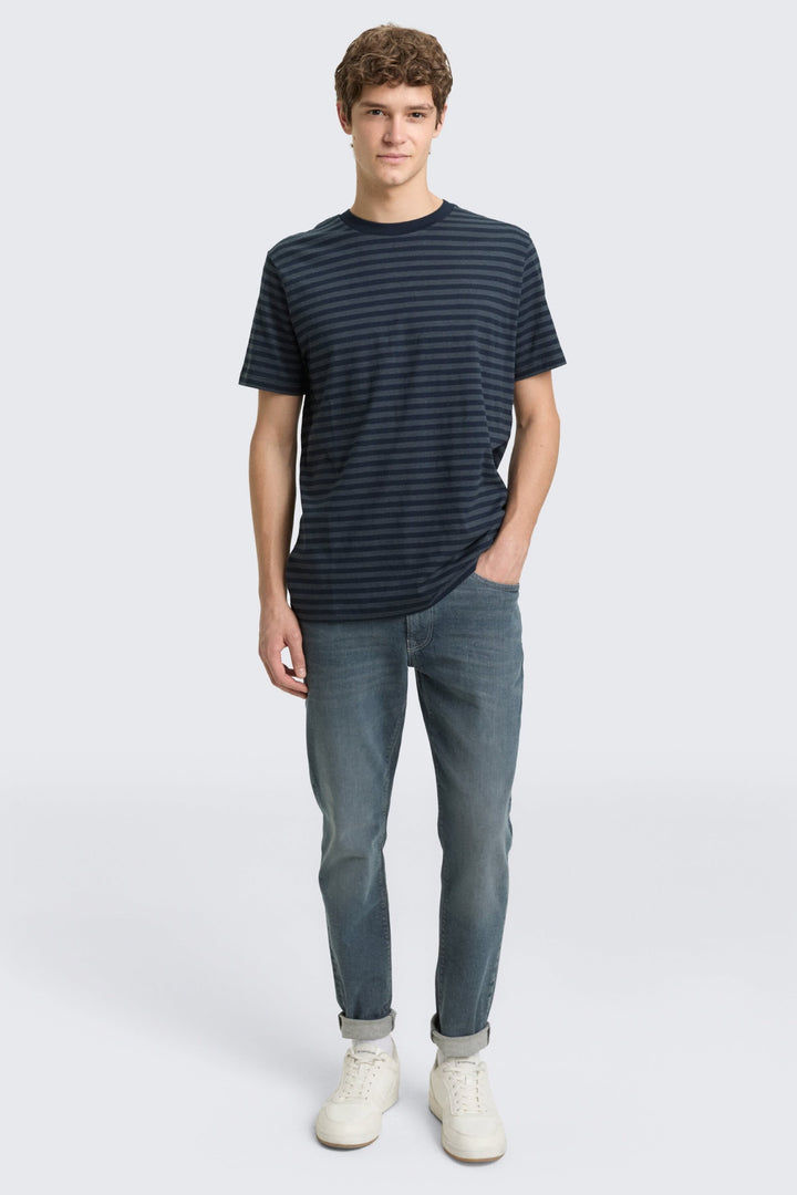 Front view: Tom Tailor white and blue striped men&