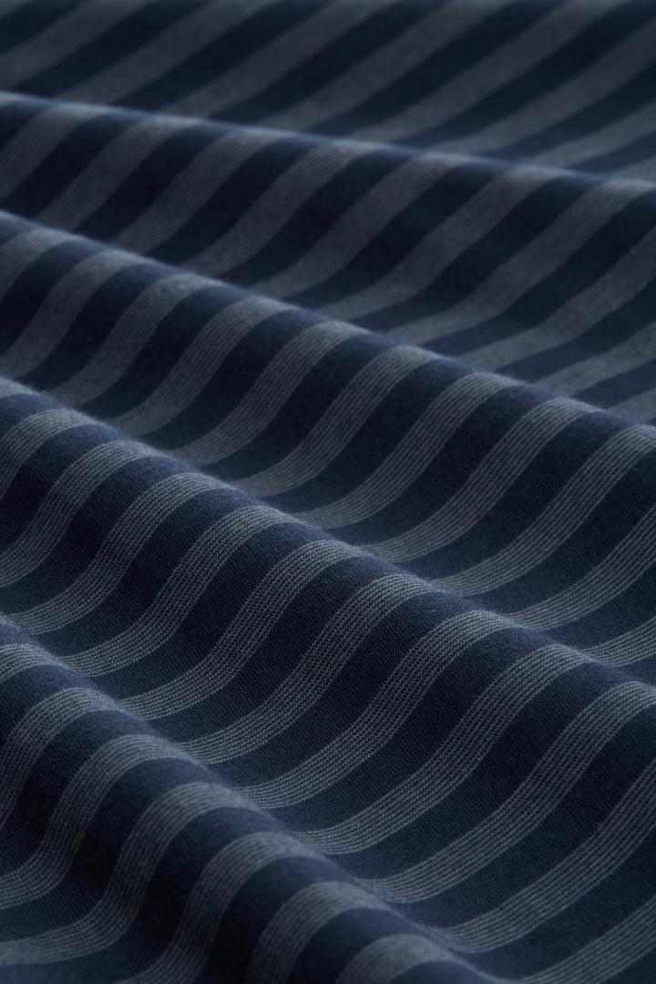Front view: Minimalist white and blue striped T-shirt by Tom Tailor for men - Valérie Simon