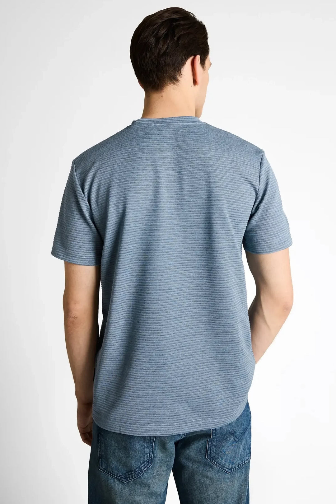 Vue frontale T-shirt texturé Tom Tailor pour homme gris - Valérie Simon
