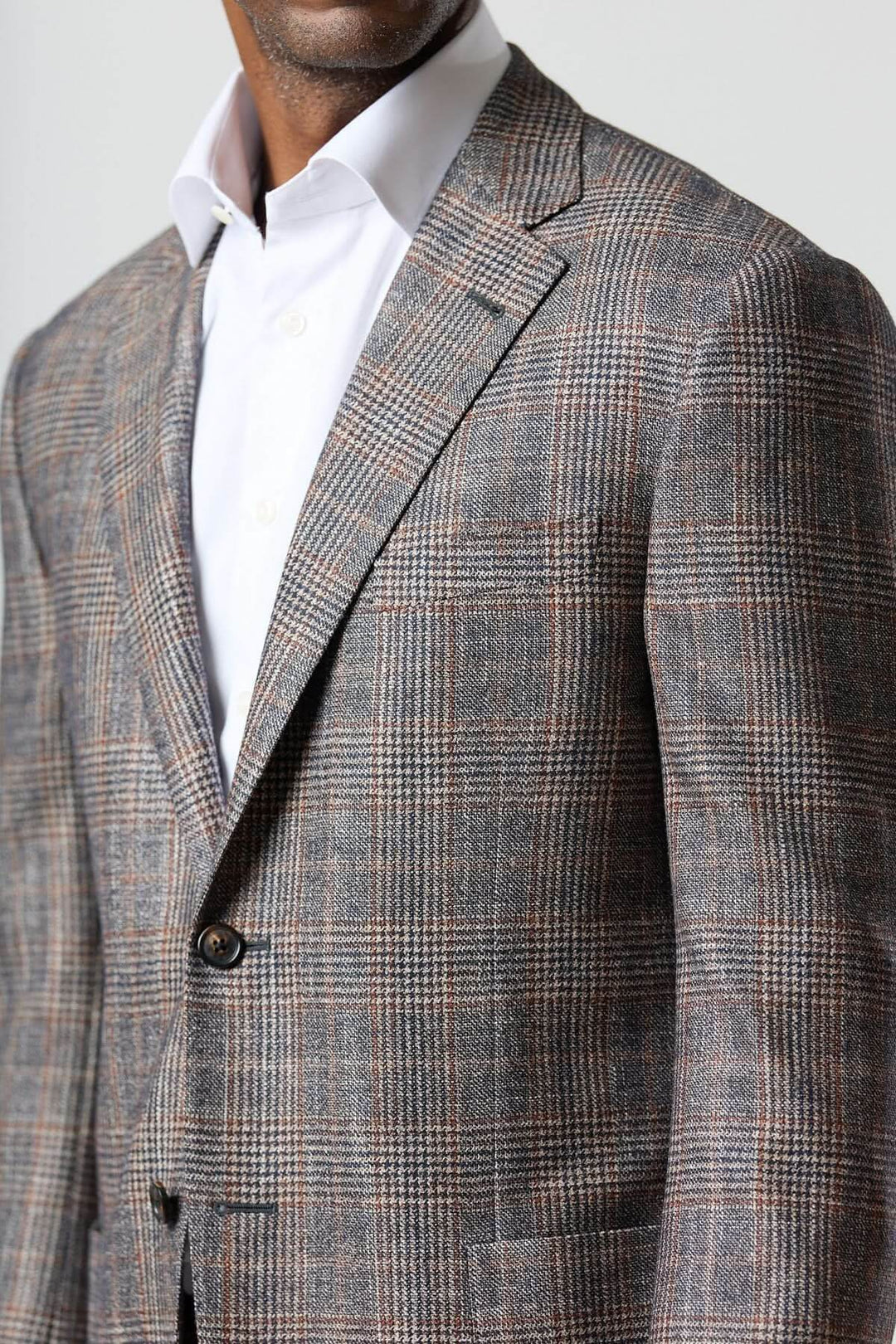 Wool, silk, and cashmere checkered jacket