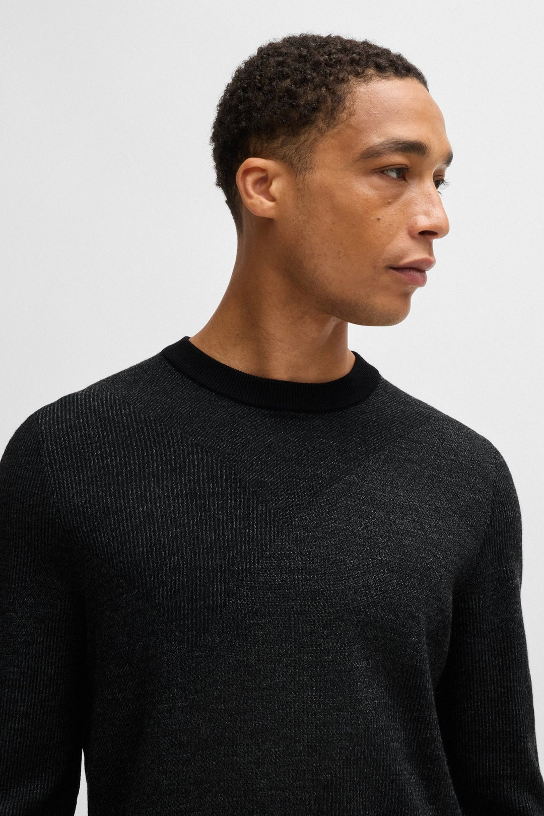 Wool sweater with jacquard pattern