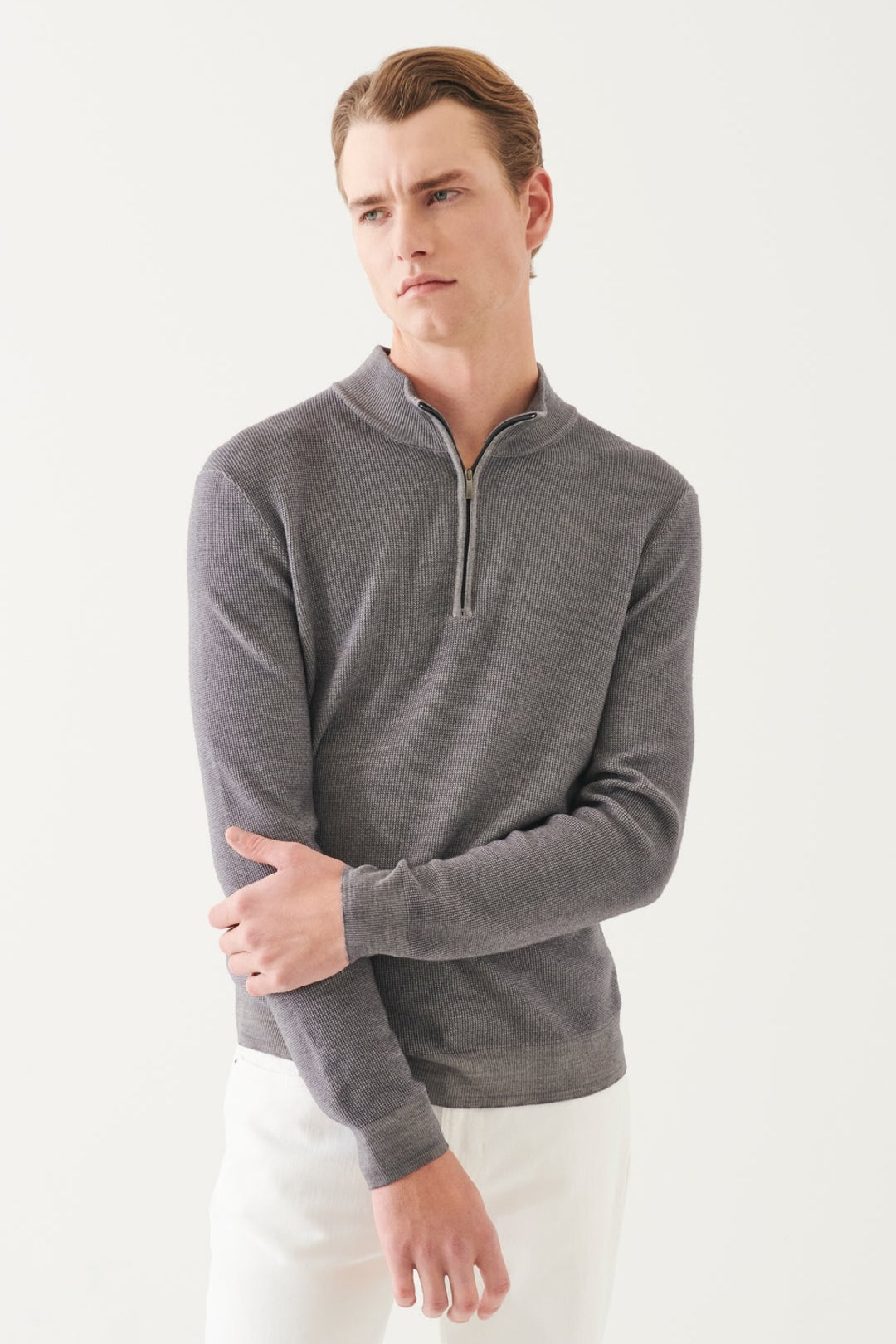 Extra Fine Merino Textured Half Zip