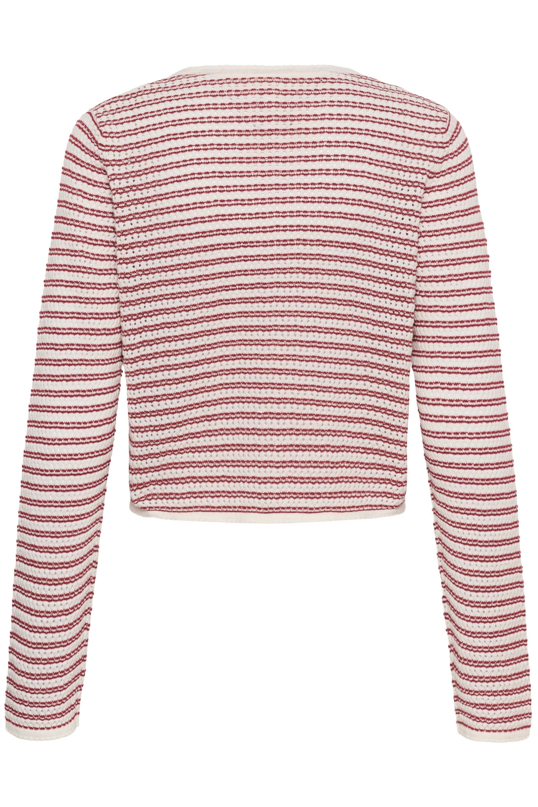 Dos du Cardigan Rosefina en maille ajourée à nouer, manches longues et coupe ajustée, idéal pour une allure féminine et moderne.