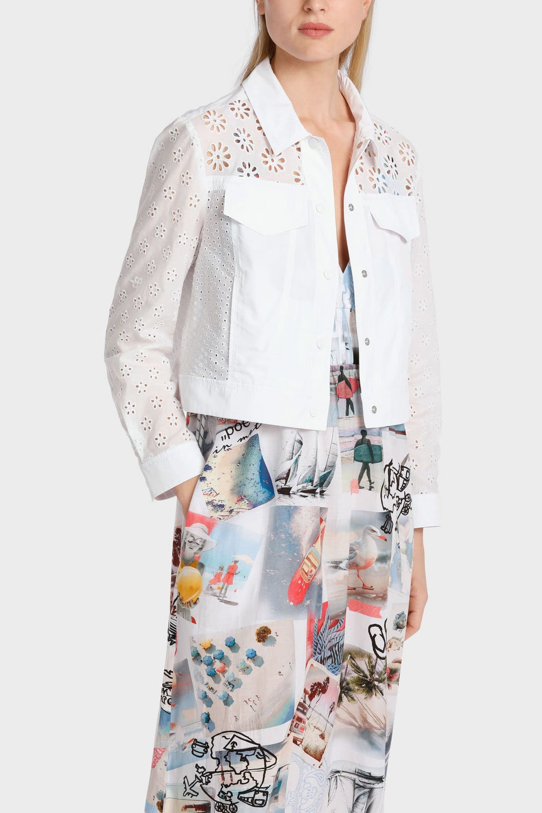 Jacket with embroidered lace