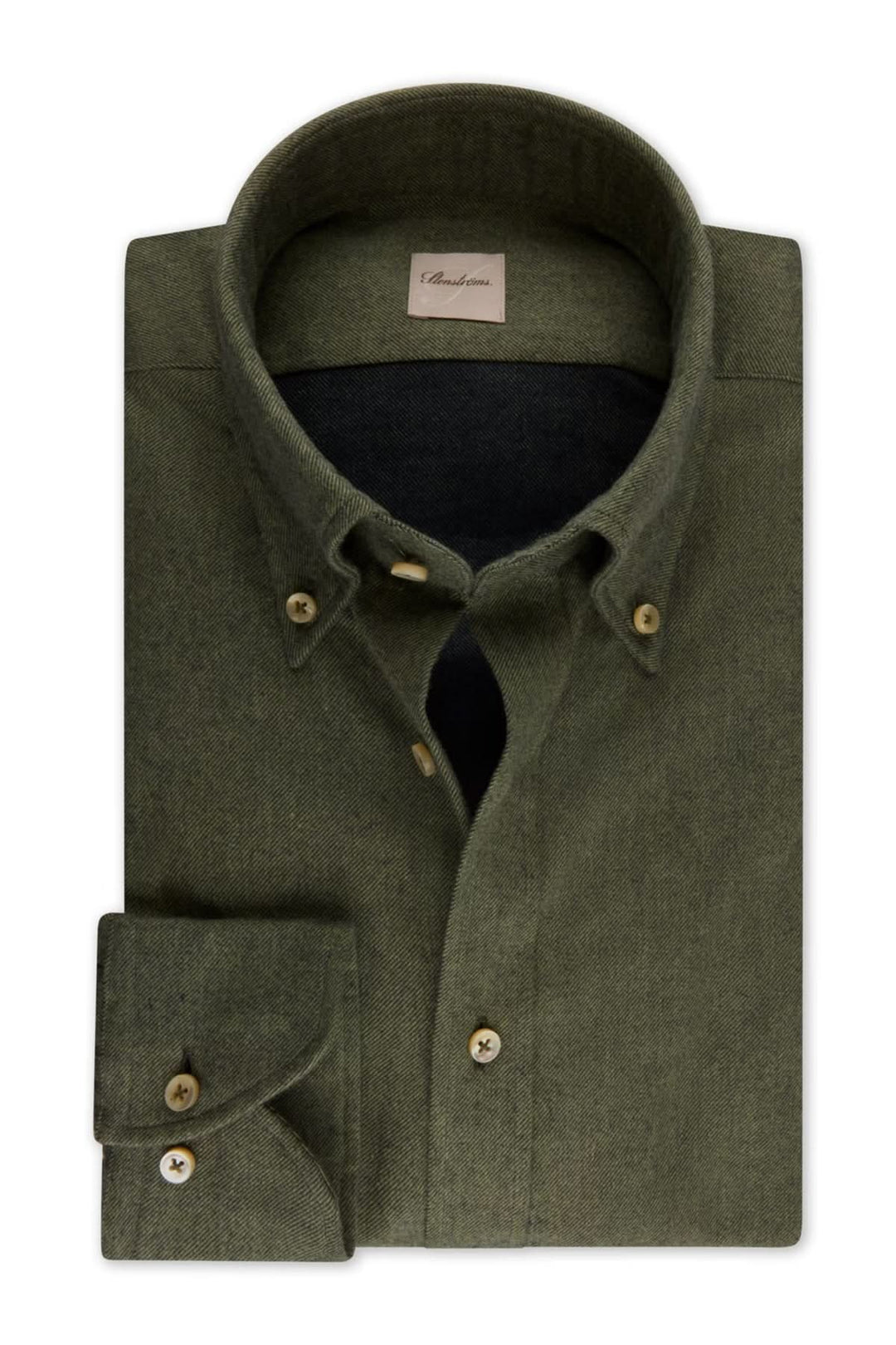 Chemise en flanelle coton à col boutonné avec boutons en nacre, design élégant et intemporel. Idéale pour un look raffiné au quotidien.
