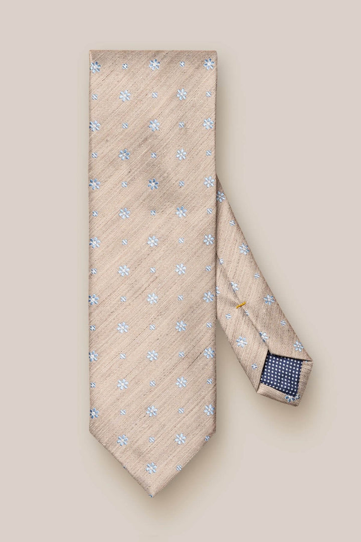Patterned silk and linen tie