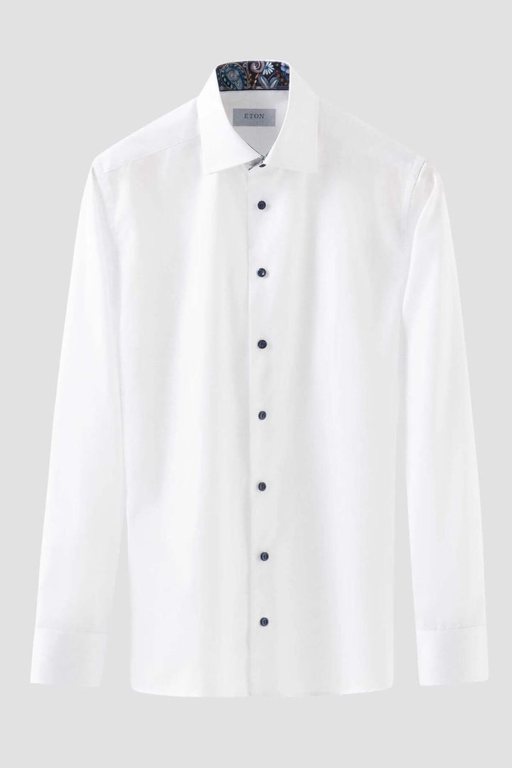 Chemise blanche avec imprimé au col et poignet Homme - Chemise - Chemise habillée Eton