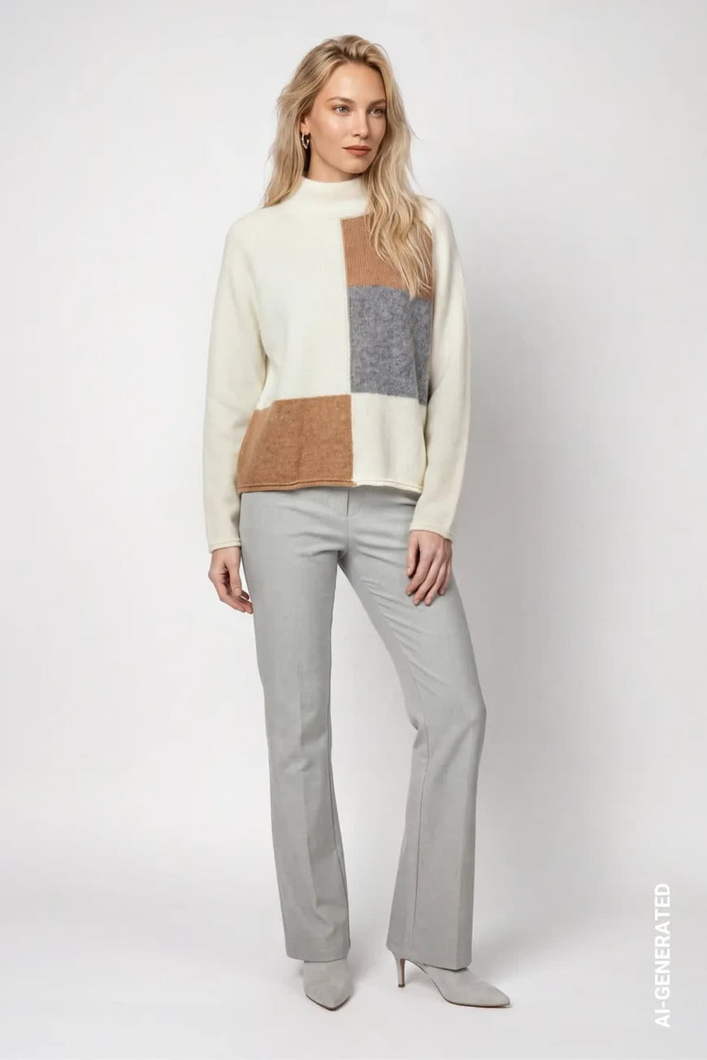 Women's Monari colour-block high-neck knit, front view